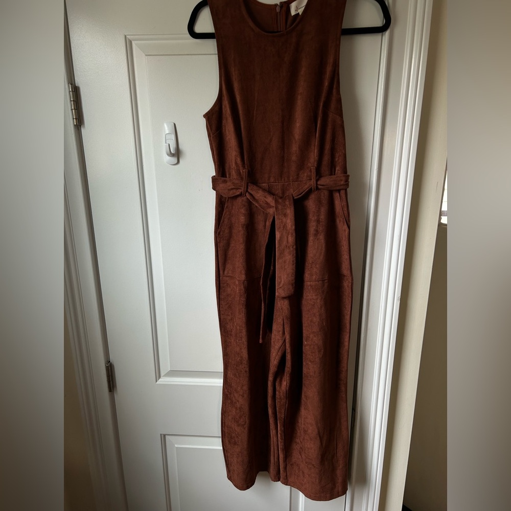 Brown Suede Anthropologie Jumpsuit